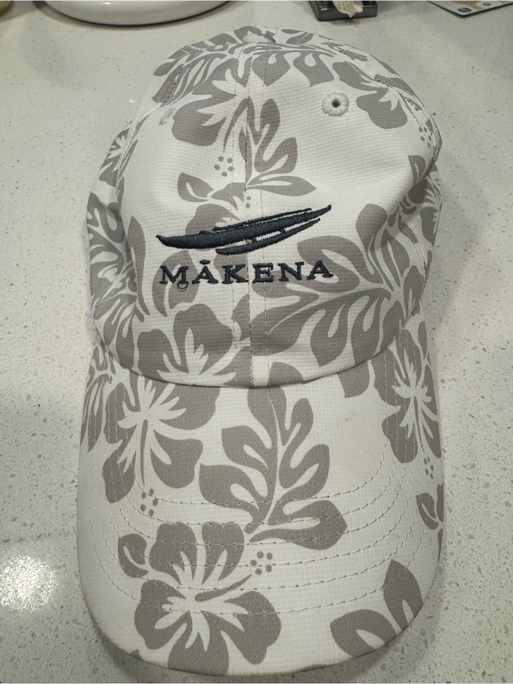 Makena Floral White & Taupe Baseball Cap